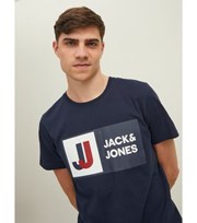 Jack & Jones Navy Crew Neck Logo T-Shirt